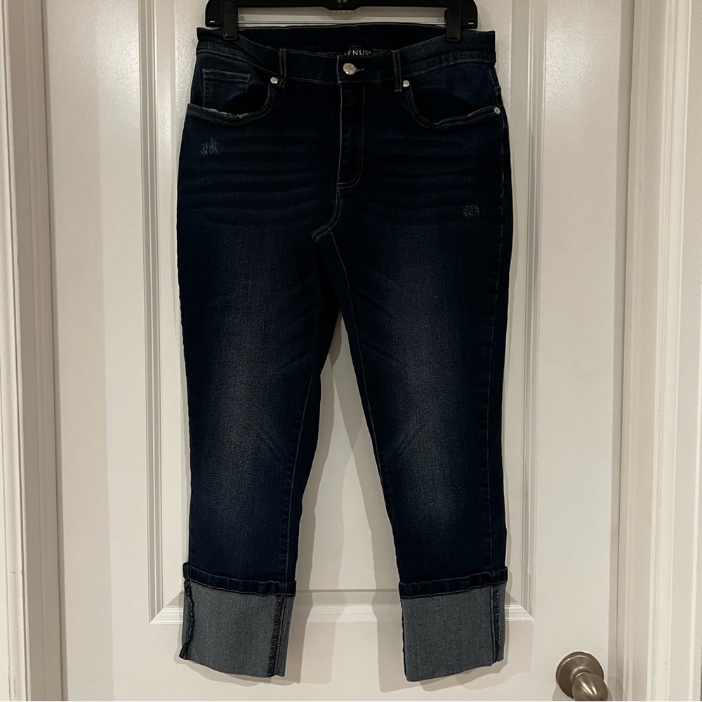 Venus Cropped Deep Cuff Stretch Jeans